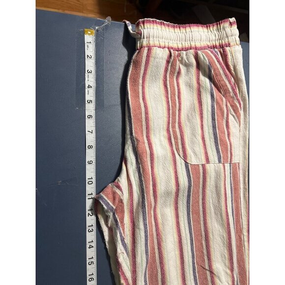 Womens Striped Linen Blend Elastic Waist Pants M Pull On Beachy Boho  Lagom Lage - Picture 4 of 9